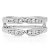 0.42 Carat (ctw) 10K White Gold Round Diamond Ladies Anniversary Wedding Band Enhancer Guard Double Ring