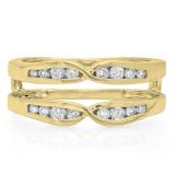 0.42 Carat (ctw) 10K Yellow Gold Round Diamond Ladies Anniversary Wedding Band Enhancer Guard Double Ring