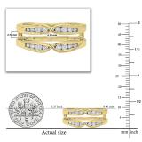 0.42 Carat (ctw) 10K Yellow Gold Round Diamond Ladies Anniversary Wedding Band Enhancer Guard Double Ring