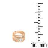 0.85 Carat (ctw) 10K Rose Gold Princess & Round Cut White Diamond Men & Women's Fashion Engagement Ring Trio Bridal Set