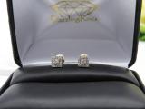 0.15 Carat Round White Diamond Square Frame Screw Back Unisex Stud Earrings in 10K Yellow Gold