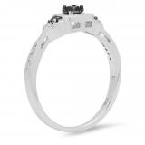 0.35 Carat (ctw) 18K White Gold Round Black & White Diamond Ladies 3 Stone Vintage Bridal Engagement Ring 1/3 CT