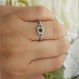 0.35 Carat (ctw) 18K White Gold Round Black & White Diamond Ladies 3 Stone Vintage Bridal Engagement Ring 1/3 CT