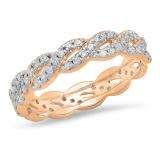 0.65 Carat (ctw) 10K Rose Gold Round Diamond Ladies Eternity Anniversary Wedding Band Ring