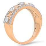 1.00 Carat (ctw) 10K Rose Gold Round White Diamond Ladies Vintage Style Anniversary Wedding Band 1 CT