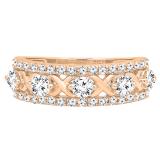 1.00 Carat (ctw) 10K Rose Gold Round White Diamond Ladies Vintage Style Anniversary Wedding Band 1 CT
