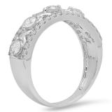 1.00 Carat (ctw) 10K White Gold Round White Diamond Ladies Vintage Style Anniversary Wedding Band 1 CT