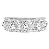 1.00 Carat (ctw) 10K White Gold Round White Diamond Ladies Vintage Style Anniversary Wedding Band 1 CT