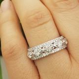 1.00 Carat (ctw) 10K White Gold Round White Diamond Ladies Vintage Style Anniversary Wedding Band 1 CT