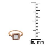 0.26 Carat (ctw) 10K Rose Gold Round Champagne & White Diamond Ladies Micro Pave Cocktail Right Hand Ring 1/4 CT