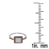 0.26 Carat (ctw) 10K White Gold Round Champagne & White Diamond Ladies Micro Pave Cocktail Right Hand Ring 1/4 CT