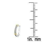 0.20 Carat (ctw) Yellow Rhodium Plated 18K White Gold Round White Diamond Micro Pave Ladies Hoop Earrings 1/5 CT4