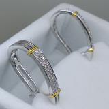 0.20 Carat (ctw) Yellow Rhodium Plated 18K White Gold Round White Diamond Micro Pave Ladies Hoop Earrings 1/5 CT4