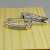 0.20 Carat (ctw) Yellow Rhodium Plated 18K White Gold Round White Diamond Micro Pave Ladies Hoop Earrings 1/5 CT4
