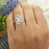 0.95 Carat (ctw) 10K White Gold Marquise & Round Cut Diamond Ladies Bridal Swirl Engagement Ring With Matching Band Set 1 CT