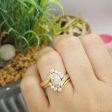 0.95 Carat (ctw) 14K Yellow Gold Marquise & Round Cut Diamond Ladies Bridal Swirl Engagement Ring With Matching Band Set 1 CT