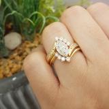 0.95 Carat (ctw) 14K Yellow Gold Marquise & Round Cut Diamond Ladies Bridal Swirl Engagement Ring With Matching Band Set 1 CT