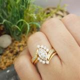 0.95 Carat (ctw) 14K Yellow Gold Marquise & Round Cut Diamond Ladies Bridal Swirl Engagement Ring With Matching Band Set 1 CT