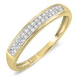 0.13 Carat (ctw) 10K Yellow Gold Round White Diamond Ladies Anniversary Wedding Band