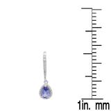 1.40 Carat (ctw) 10K White Gold Pear Cut Tanzanite & Round Cut White Diamond Ladies Dangling Drop Earrings