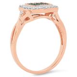 0.35 Carat (ctw) 10K Rose Gold Round Cut Blue & White Diamond Ladies Cluster Split Shank Engagement Ring 1/3 CT