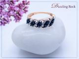0.65 Carat Round White Diamond And Blue Sapphire Cocktail Right Hand Ring for Women in 10K Rose Gold