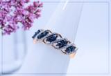 0.65 Carat Round White Diamond And Blue Sapphire Cocktail Right Hand Ring for Women in 10K Rose Gold