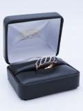 0.65 Carat Round White Diamond And Blue Sapphire Cocktail Right Hand Ring for Women in 10K Rose Gold