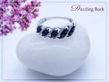 0.65 Carat Round White Diamond And Blue Sapphire Cocktail Right Hand Ring for Women in 14K White Gold