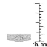 0.90 Carat (ctw) 10K White Gold Pear & Round Cut White Diamond Antique Vintage Look Semi Mount Bridal Ring Set (No Center Stone)