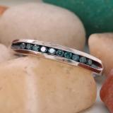 0.24 Carat (ctw) Sterling Silver Round Cut Blue Diamond Men's Fashion Right Hand Fashion Band 1/4 CT