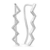 0.20 Carat (ctw) 18K White Gold Round Cut White Diamond Ladies Zig-Zag Crawler Earrings 1/5 CT
