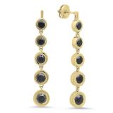 3.60 Carat (ctw) 18K Yellow Gold Round Black Diamond Ladies Bubble Drop Earrings