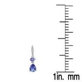 1.65 Carat (ctw) Sterling Silver Round & Pear Cut Tanzanite & Round Cut White Diamond Ladies Dangling Drop Earrings 1 1/2 CT