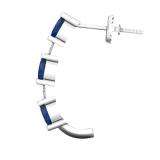 2.10 Carat (ctw) 10K White Gold Oval Cut Blue Sapphire & Round Cut White Diamond Ladies Fancy J Shaped Hoop Earrings 2 1/10 CT