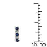 2.10 Carat (ctw) 10K White Gold Oval Cut Blue Sapphire & Round Cut White Diamond Ladies Fancy J Shaped Hoop Earrings 2 1/10 CT
