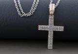 0.20 Carat (ctw) 14K Rose Gold Round Cut Diamond Men's Hip Hop Micro Pave Religious Cross Pendant 1/5 CT (Silver Chain Included)