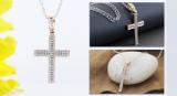 0.20 Carat (ctw) 14K Rose Gold Round Cut Diamond Men's Hip Hop Micro Pave Religious Cross Pendant 1/5 CT (Silver Chain Included)