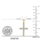 0.20 Carat (ctw) 14K Yellow Gold Round Cut Diamond Men's Hip Hop Micro Pave Religious Cross Pendant 1/5 CT (Silver Chain Included)