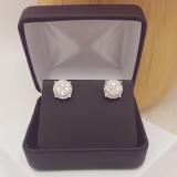 0.95 Carat (ctw) 10K White Gold Round Cut White Diamond Ladies Cluster Flower Stud Earrings