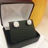 0.95 Carat (ctw) 10K White Gold Round Cut White Diamond Ladies Cluster Flower Stud Earrings