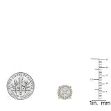 0.95 Carat (ctw) 10K Yellow Gold Round Cut White Diamond Ladies Cluster Flower Stud Earrings