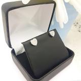 0.10 Carat (ctw) 14K White Gold Round Cut Diamond Ladies Heart Shape Earrings 1/10 CT