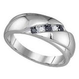 0.20 Carat (ctw) 10K White Gold Round Cut Black & White Diamond Men's Fashion 5 Stone Wedding Band 1/5 CT