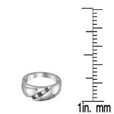 0.20 Carat (ctw) 10K White Gold Round Cut Black & White Diamond Men's Fashion 5 Stone Wedding Band 1/5 CT