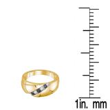 0.20 Carat (ctw) 10K Yellow Gold Round Cut Black & White Diamond Men's Fashion 5 Stone Wedding Band 1/5 CT