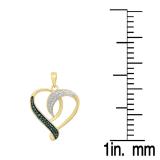 0.20 Carat (ctw) 10K Yellow Gold Round Blue & White Diamond Ladies Fashion Heart Pendant 1/5 CT