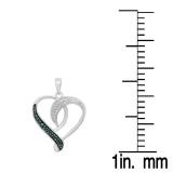 0.20 Carat (ctw) 18K White Gold Round Blue & White Diamond Ladies Fashion Heart Pendant 1/5 CT