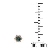 0.35 Carat (ctw) 10K Rose Gold Round Cut Blue & White Diamond Ladies Flower Shape Cluster Fashion Stud Earrings 1/3 CT