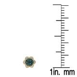 0.35 Carat (ctw) 10K Yellow Gold Round Cut Blue & White Diamond Ladies Flower Shape Cluster Fashion Stud Earrings 1/3 CT